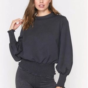 SPIRITUAL GANGSTER Raena Smocked Billow Crew Sweater